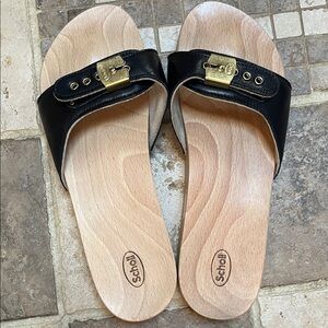 Dr Scholls Exercise wooden slides black made in Italy